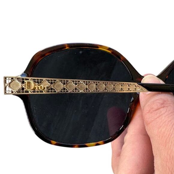 Authentic Dior Oversized Tortoiseshell Sunglasses Gold Logo Arms Made in Italy
